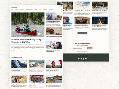 NOLS Blog Homepage adventure articles blog camping canoeing education explore frontend grid hiking homepage leadership mountains nature nonprofit outdoors responsive ui web website