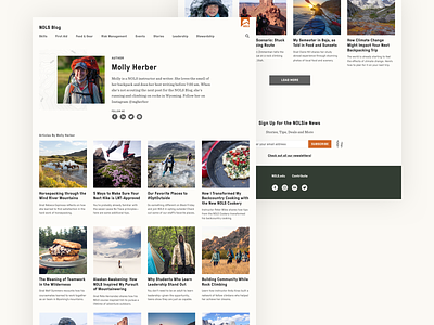 NOLS Blog Author Pages adventure articles author blog camping contributor education explore frontend grid hiking leadership mountains nature nonprofit outdoors responsive ui web website