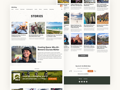 NOLS Blog Category Pages adventure blog camping category education explore frontend grid hiking mountains nature nonprofit outdoors responsive topic ui web website