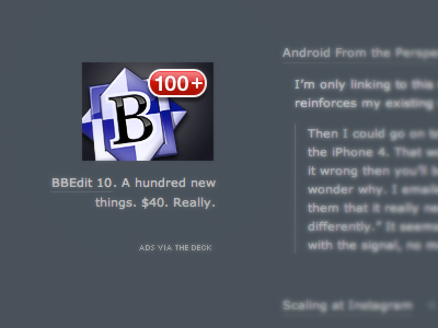 BBEdit 10's "The Deck" Ad