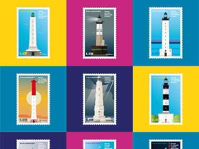 French Lighthouses 06 bretagne coast france france illustration lighthouse ocean phares sea vector