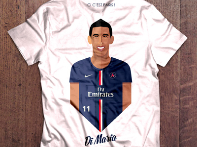 Dimaria Tshirt angel di football france illustration maria paris-saint-germain psg soccer sport vector