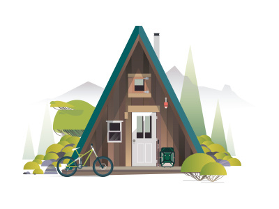 Wip Cabinsdiaries03 -Hiking Or riding cabins gfxmob hiking illustration moutains nature riding vector wilderness