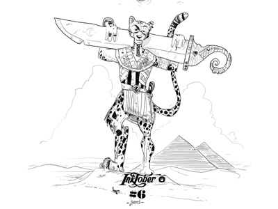 Inktober06 - sword drawing egyptian guepard inktober inktober2017 knight sketch sword épée