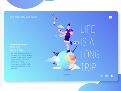 Life is a long trip character design editorial illustration interface travel trip vector web