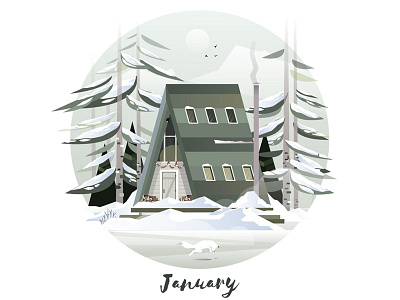 January Cabin cabin forest freedom gfxmob hike illustration morning mountains nature vector wilderness wood