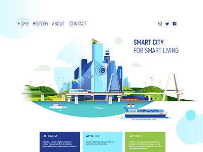 Futurama building city illustration inteface landing page smart vector