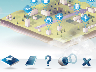 isometric map - airbus Intranet Incoming icones map picotgrammes sound vectoial vector vectoriel