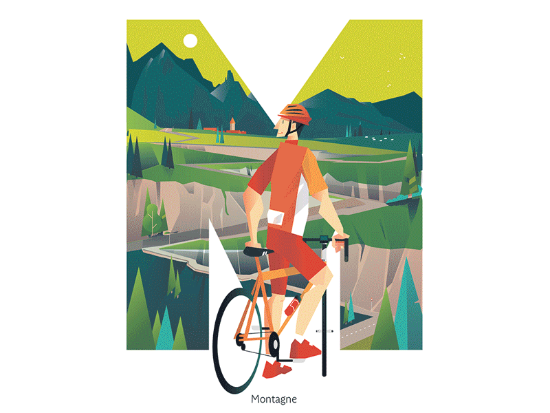 Outdoorgo cycle downhill illustration moutains nature outdoor vector vtt vélo