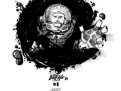 Inktober2018 01 black bw cosmonaut draw drawings inktober inktober2018 posoinous sketch space