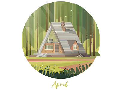 April Cabin cabin cabins forest green nature vector vector art wood