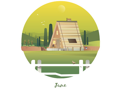 June Cabin cabins garden landscape nature sky toscany vector vector art