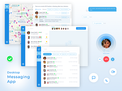 Desktop Messaging App app blue branding chat chat app clean design clean ui design desktop app figma illustration location app message message app messages messaging typography ui ux web