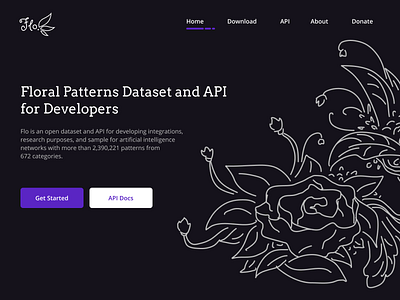Flo. Floral Patterns Dataset and API - Landing Page