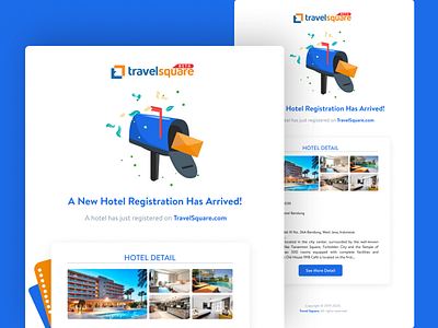 Hotel Registration Email Template blue branding clean design clean ui design email email design email receipt email template figma hotel app hotel booking hotels illustration illustration art inbox travel agency traveling ui vector