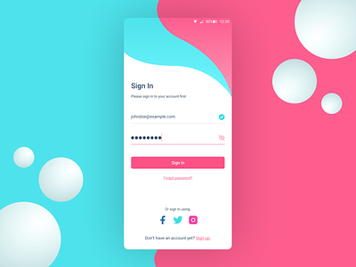 Pink and Blue Mobile Login Page