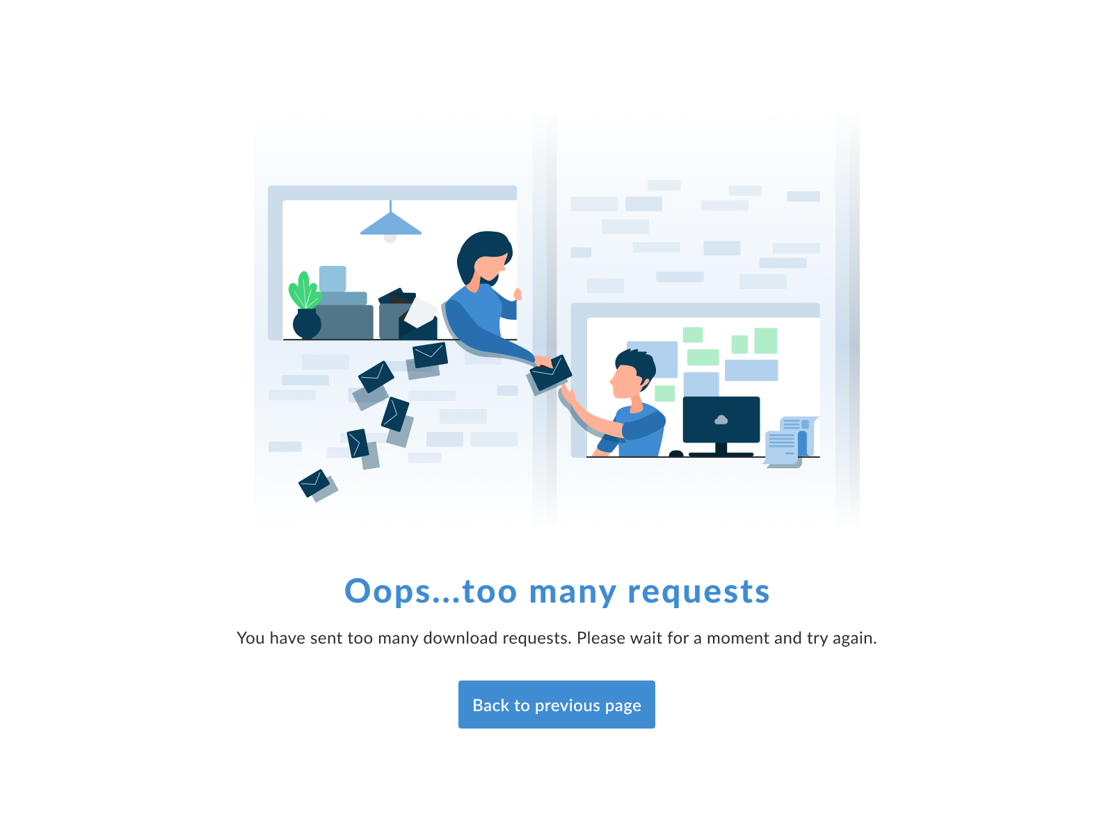 429 too many requests status code, http error message, https, cartoon,  comic art template for websites Stock Vector