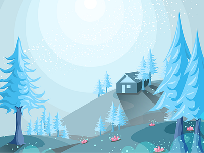 Sweet Summit blue figma house illustration illustration art moon moonlight mountains night nightsky stars trees