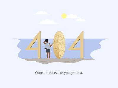 404 Error - Surfing Edition 404 error 404 error page 404 page beach blue design figma illustration illustration art not found page not found sea summer surfing vector