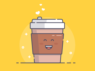 Coffee Cup cartoon character coffee cup cute flat happy heart icon illustration outline