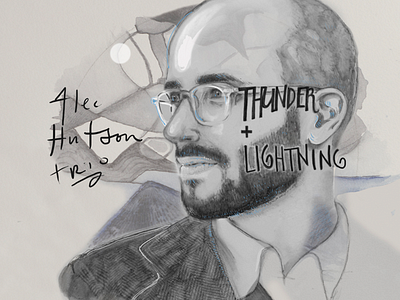 Thunder and Lightning Album Cover album cover composite illustration pen photoshop self portrait wacom watercolor
