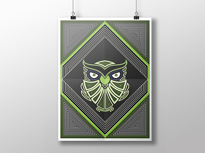 Night Owl Poster animals graphic design illustration lines owl poster print shape