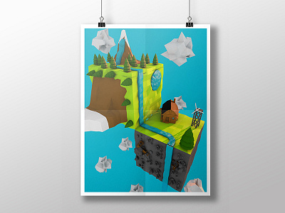 Mini Worlds Poster 3d graphic design low poly poster print