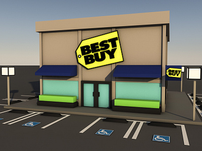 Best Buy 3d building car graphic design low low poly motion graphics poly set design