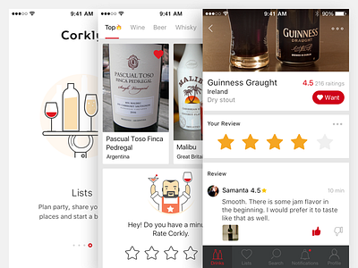 Corkly (walkthroughs, drinks, card) app bottle drinks ios mobile rate wine