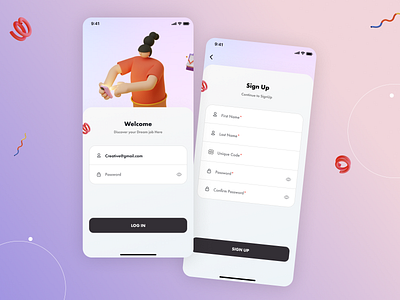 Hiring Platform App 3d branding graphic design ui