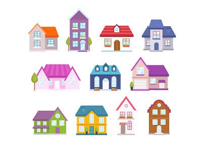 Vector Houses colorful flat flat design houses illustration illustrator vector