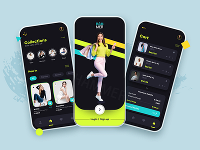 HAMMER - Shopping App | Neon Colors 3d animation app appui branding design figma graphic design illustration logo motion graphics typography ui ux vector