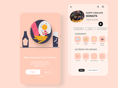 Recipe app design login minimal product design productdesign prototype signup ui user experience user interface design userinterface ux vector