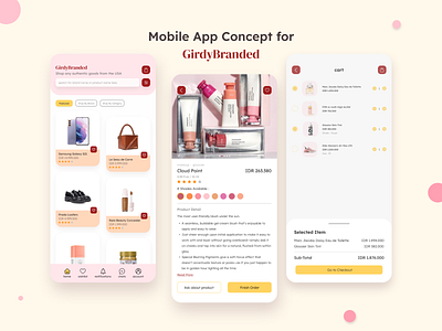App Concept for GirdyBranded beauty design ecommerce ecommerce app ecommerce design make up minimal mobile ui ux
