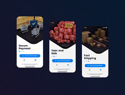 E-Commerce Onboarding 3d app design ecommerce mobile ui onboarding ui uidesign