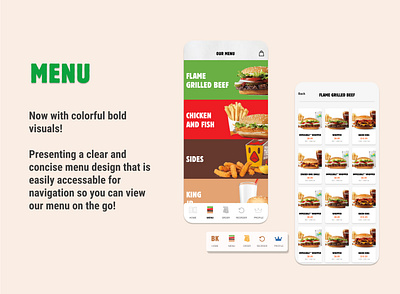 Burger King Mobile App Redesign branding burger burger king burger menu burgerking clean colorful dash deliveryapp fastfood figma food foodapp iphone11promax logos modern playful reimagined rework uiux