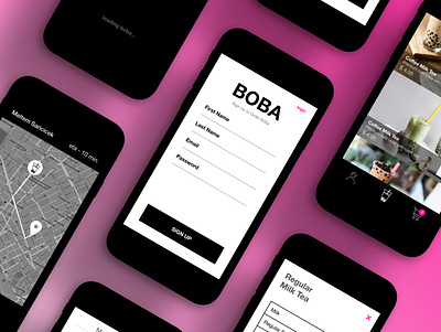 BOBA Bubble Tea app design dailyui design figma food uiux uxdesign