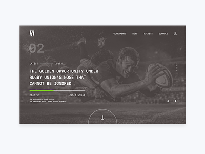 The Rugby Magazine Home Page blog card cards homepage interactive lead news responsive rugby scrum slider sport sports branding tickets tournaments transfer ui ux visual design website