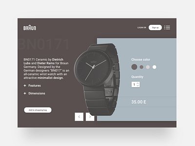 Braun - ecommerce card cards checkout ecommerce products purchase shopping ui template ux watch web website white space