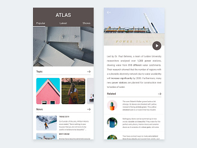 Atlas Magazine - app design app app design blog clean concept editorial grid ios iphone layout magazine mobile news sketch ui white