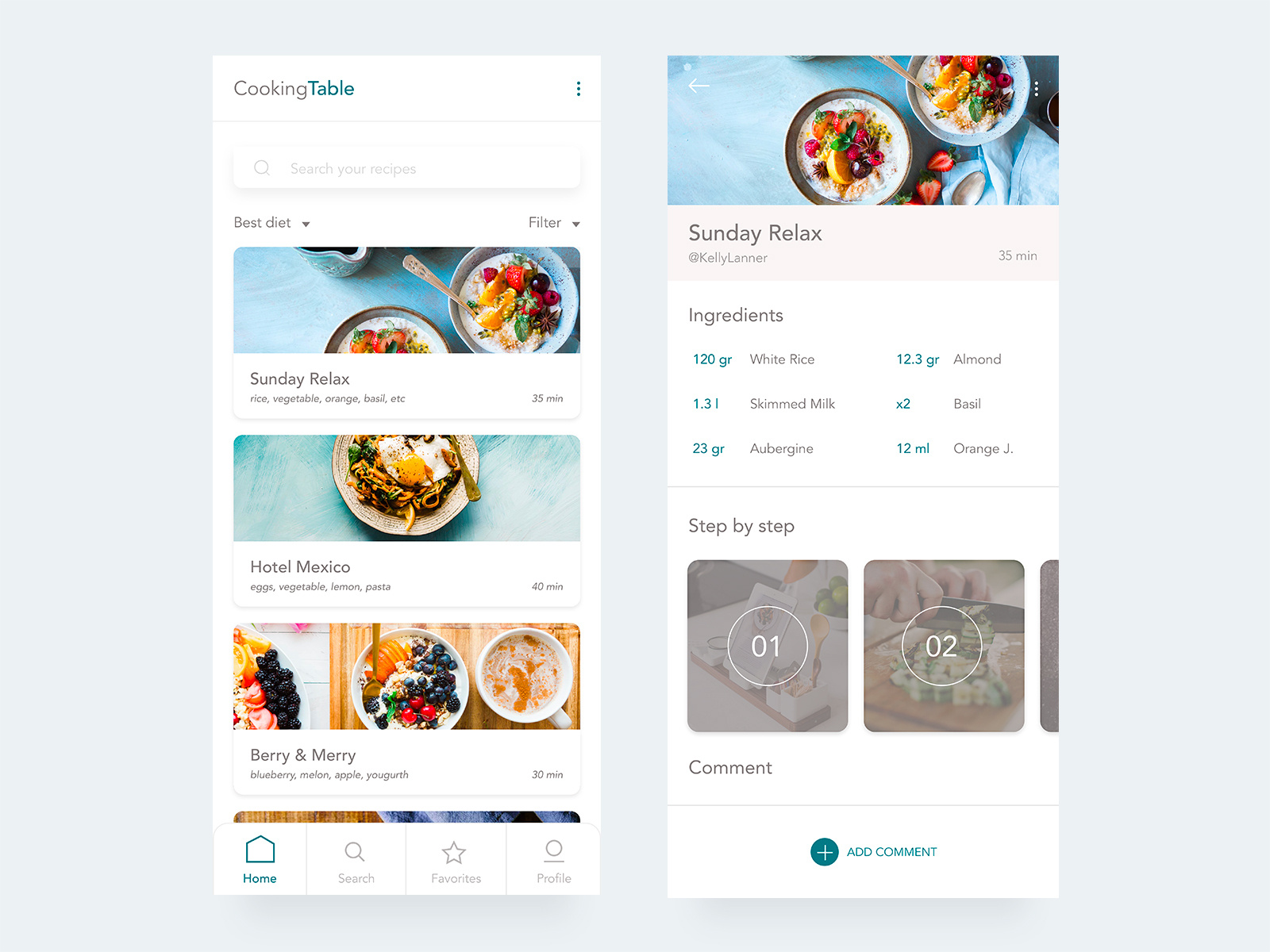 Cookbook App Interface by Claudio Parisi on Dribbble