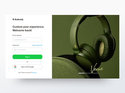 Sign in - Daily UI #01 + 1 Dribbble Invite clean dribbble invites giveaway headphone interface invite giveaway layout music muzli product registration responsive shop sign in sign up sketch skullcandy web website white