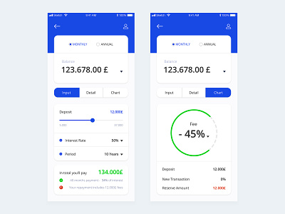 Calculator - Daily UI #04 app bank app banking business calculator cards charts clean currency exchange financial app ios mortgage payments planning rates statistics ui uidesigns