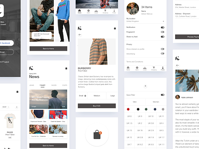 Kim - app design agile cards ecommerce fashion interface layout news organize planning project setting shoes shopping startup uidesign white