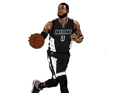 Dwyane Wade - Miami Heat basketball digitalart fun illustration nba procreate sketching