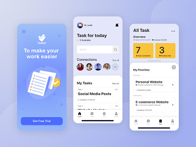 Task Mobile App: iOS Android UI adobe xd android app app design application figma ios minimal mobile mobile design responsive design task task app tracking ui uiux design user interface web work work management