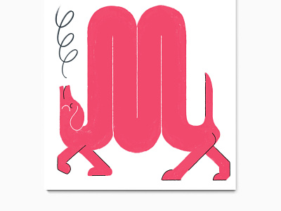 whisteling away 2d 2d character adobe art dachshund design dog drawing illustrate illustration illustrator illustrator cc photoshop pink pixel vector