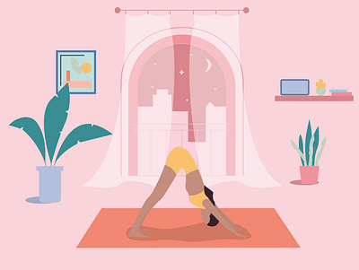 mindfulness in every piece of you calm design fitness flat illustration girl illustration vector yoga yoga illustration yoga pose
