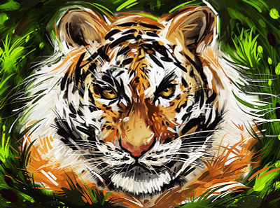 Wild Tiger 2d 2days adobe animal character flat hunter illustration nature tiger wild