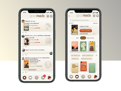 Goodreads Revisited - Home & My Books app book concept design first shot goodreads ios minimal reading app redesign ui ux